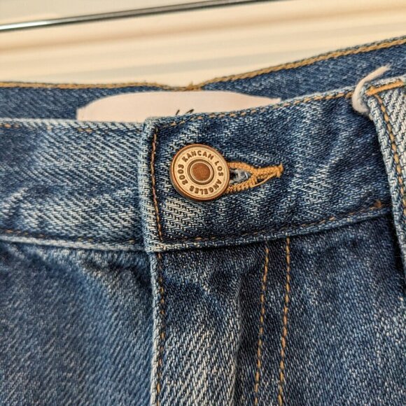 Kancan Medora 90's Straight leg Jeans Women 7/27 Hi-Rise Denim Raw Slit Leg Hem - Picture 7 of 16